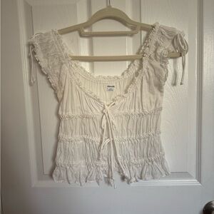 Urban Outfitters White Ruffled Blouse